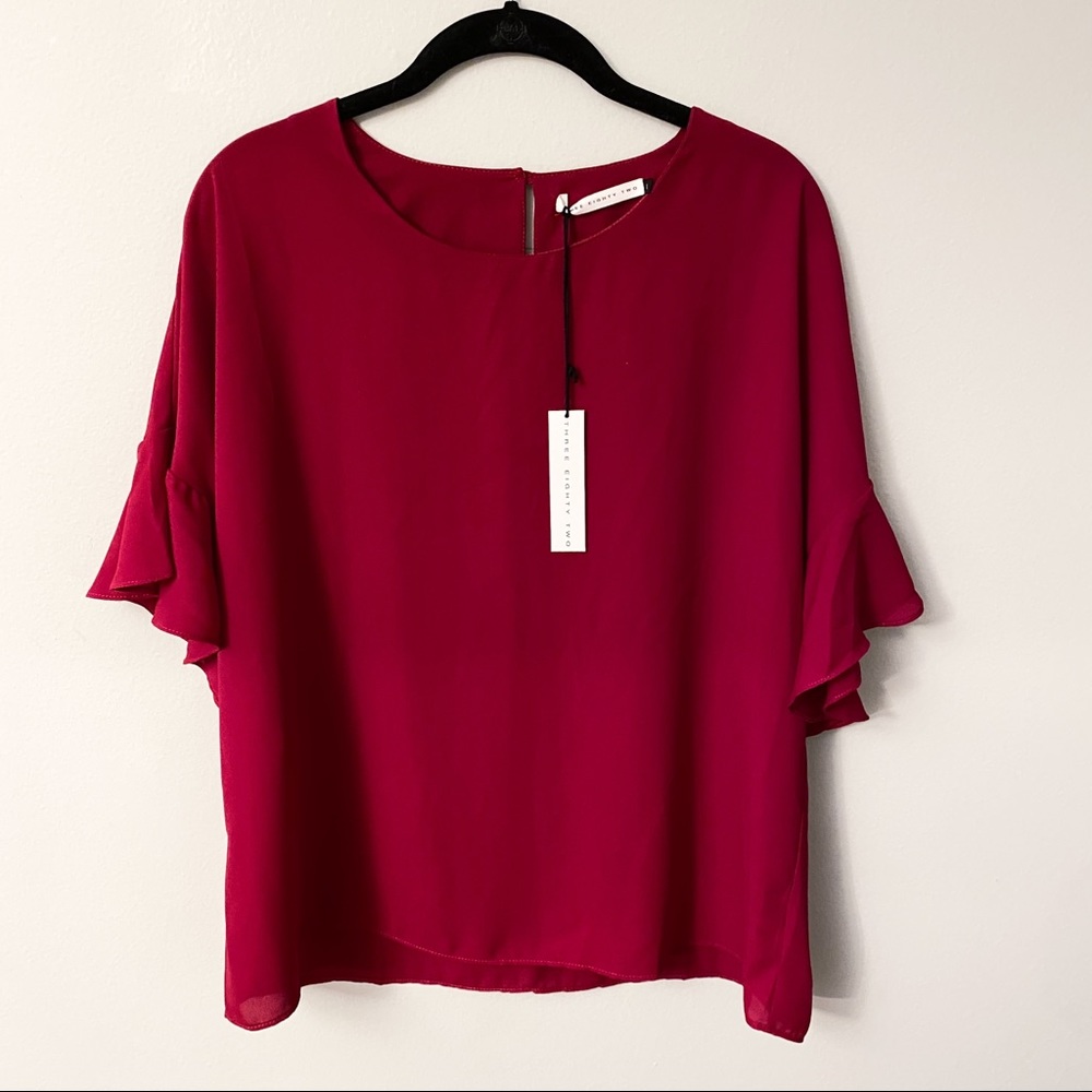 Three Eighty Two Ruby Red Blouse Size Large